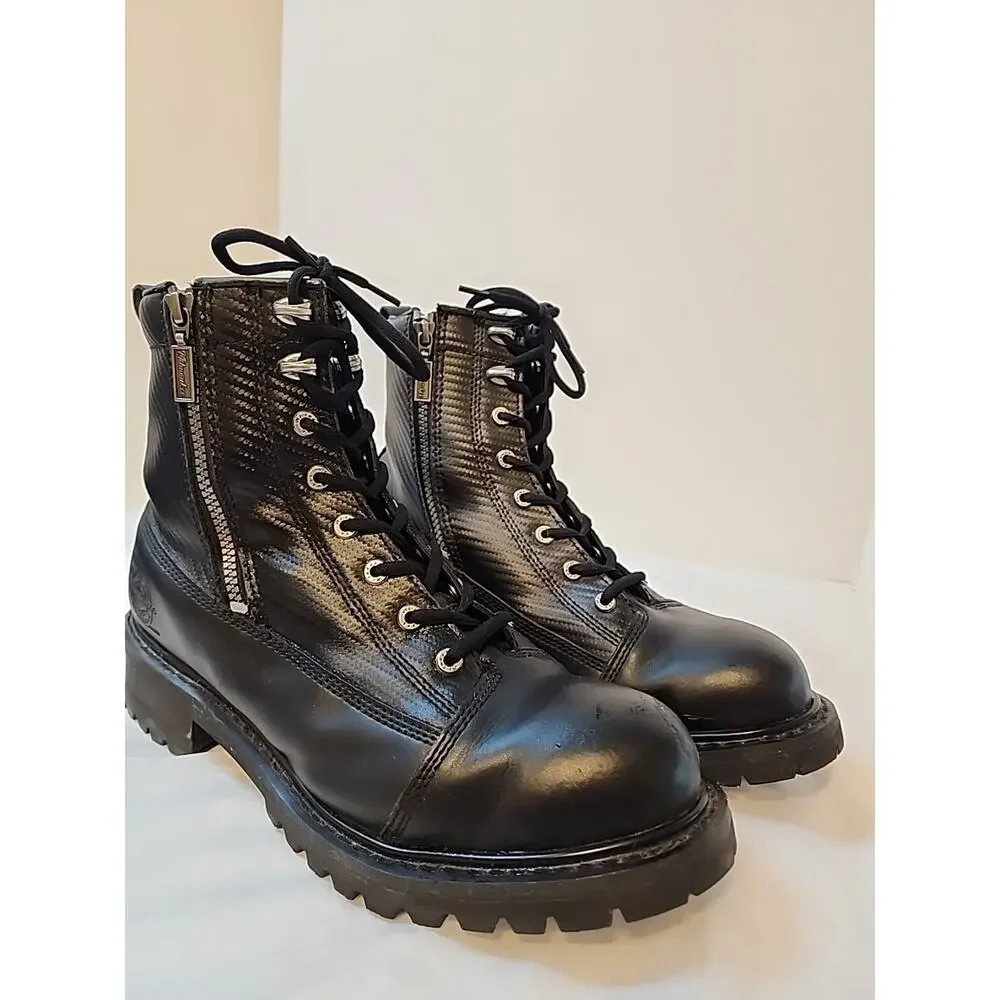 Milwaukee MB408 Accelerator Mens Size 12 Black Leather Dual Zip Motorcycle Boots